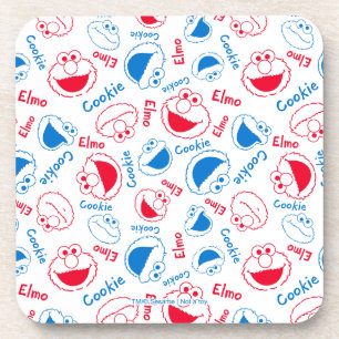 Cookie Monster & Elmo Red & Blue Pattern Beverage Coaster