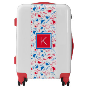 Cookie Monster & Elmo Red & Blue Pattern Luggage