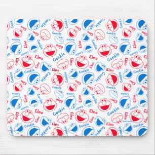 Cookie Monster & Elmo Red & Blue Pattern Mouse Pad