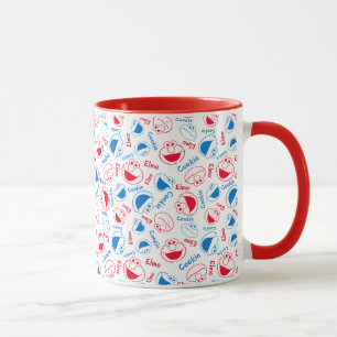 Cookie Monster & Elmo Red & Blue Pattern Mug