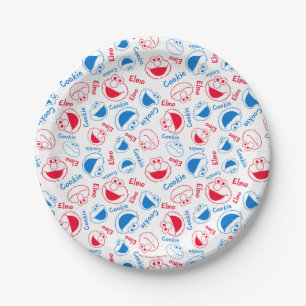 Cookie Monster & Elmo   Red & Blue Pattern Paper Plates