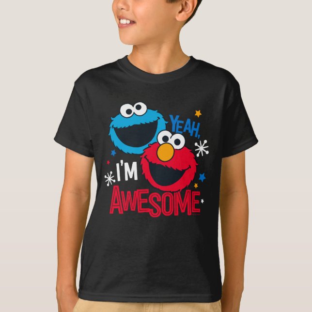 Cookie Monster & Elmo | Yeah, I'm Awesome T-Shirt (Front)