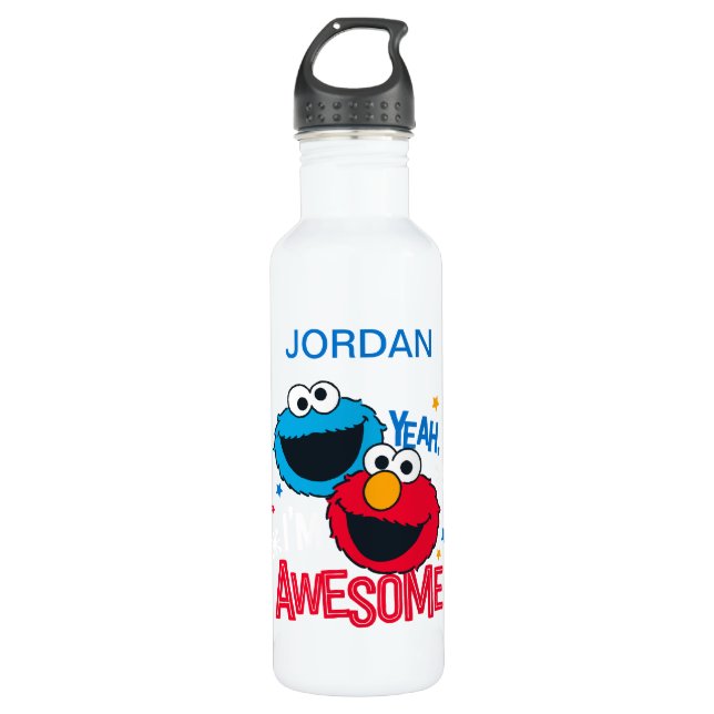 Cookie Monster & Elmo | Yeah, I'm Awesome Water Bottle (Front)