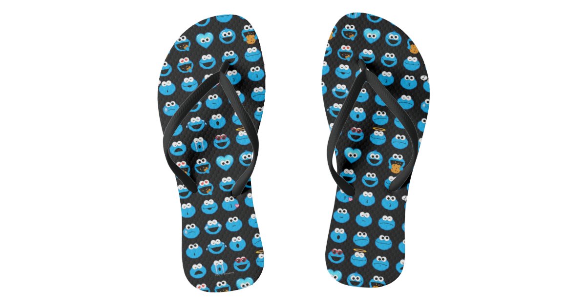 Cookie Monster Emoji Pattern Flip Flops | Zazzle.com