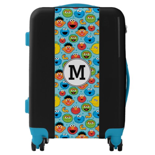 Cookie Monster Emoji Pattern  Monogram Luggage