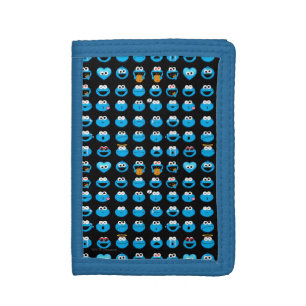 Cookie Monster Emoji Pattern Trifold Wallet