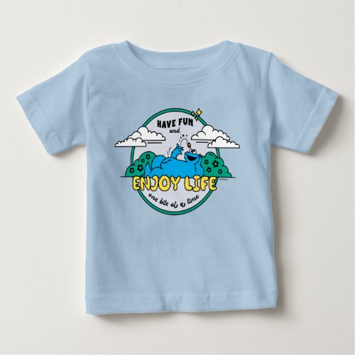 Cookie Monster  Enjoy Life One Bite at a Time Baby T_Shirt