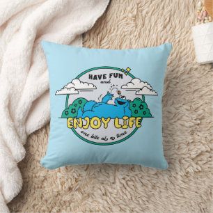 Cookie Monster Enjoy Life One Bite at a Time Throw Pillow