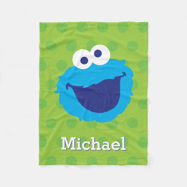Cookie Monster Face | Add Your Name Fleece Blanket (Front)