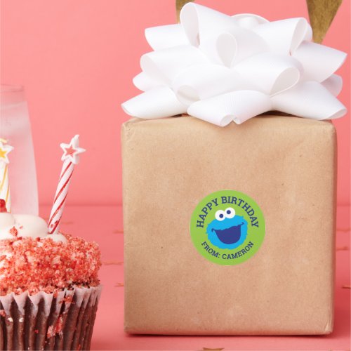 Cookie Monster Face  Happy Birthday Gift Tag