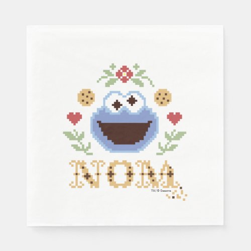 Cookie Monster Faux Cross_Stitch Paper Napkins