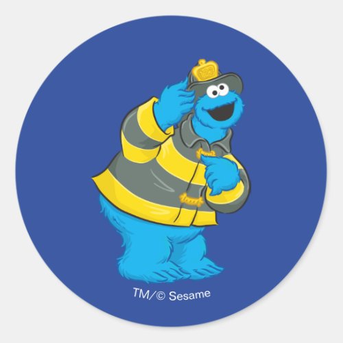 Cookie Monster  Fireman Costume Classic Round Sticker