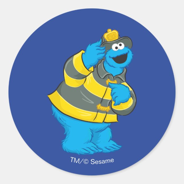 Cookie Monster | Fireman Costume Classic Round Sticker (Front)
