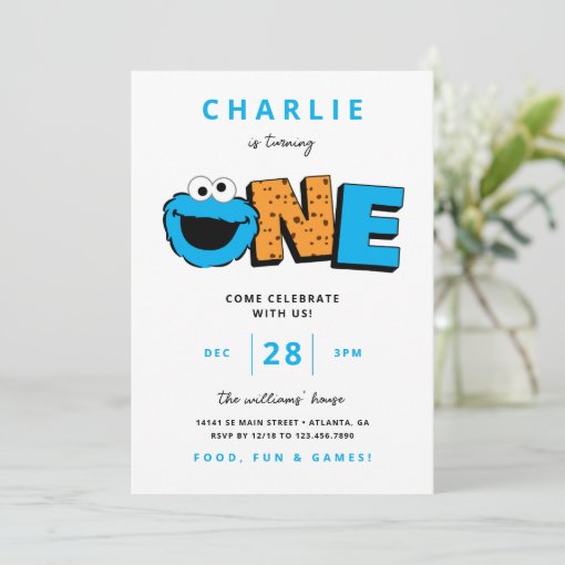 Cookie Monster - First Birthday Invitation | Zazzle