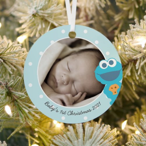 Cookie Monster  First Christmas _ Add Your Name Metal Ornament