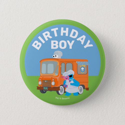 Cookie Monster Food Truck Birthday Boy Button