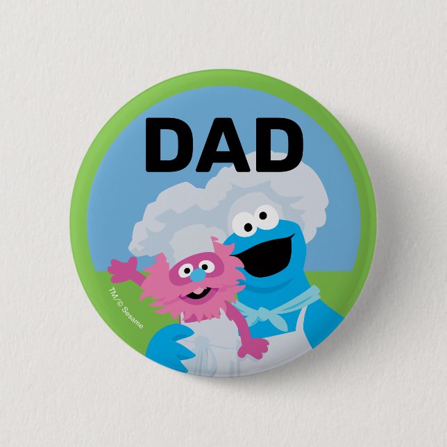 Cookie Monster Food Truck Birthday Boy's Dad Button (Front)