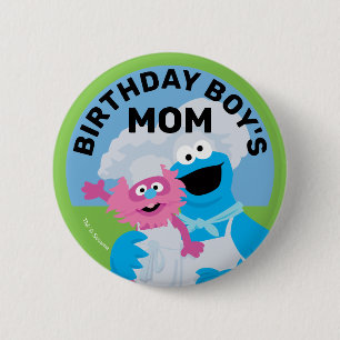 Cookie Monster Food Truck Birthday Boy's Mom Button