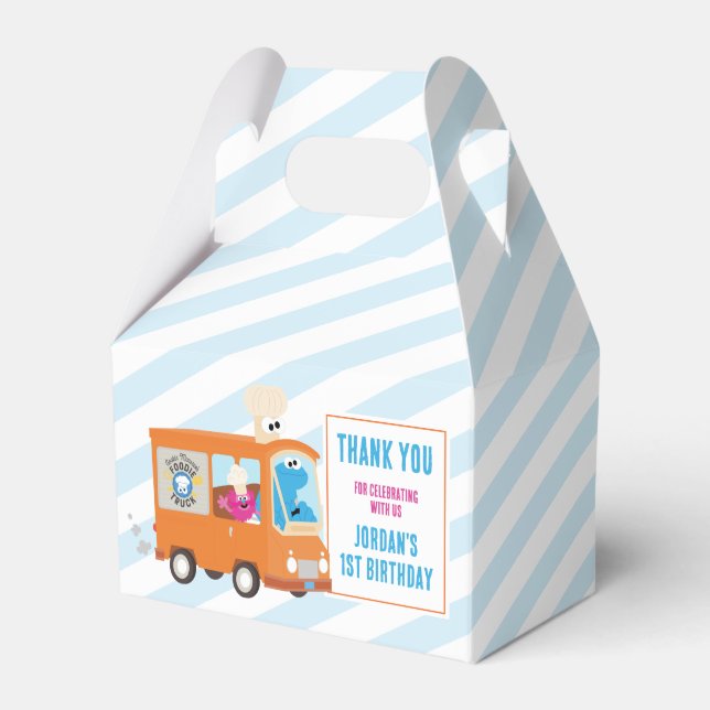 Cookie Monster Food Truck Birthday Favor Boxes (Front Side)