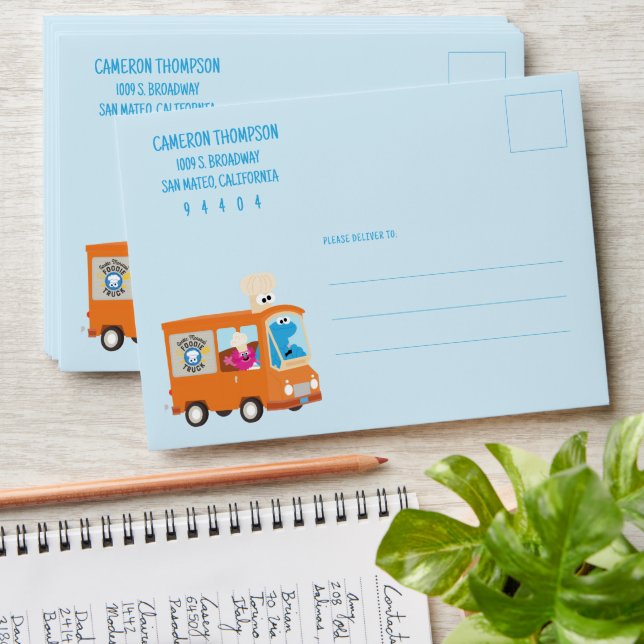 Cookie Monster Food Truck Birthday Gift Envelope (Stacked)