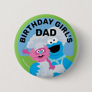 Cookie Monster Food Truck Birthday Girl's Dad Button