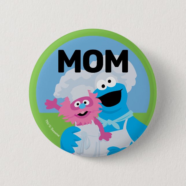 Cookie Monster Food Truck Birthday Girl's Mom Button (Front)