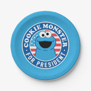 Cookie Monster for President Paper Plates