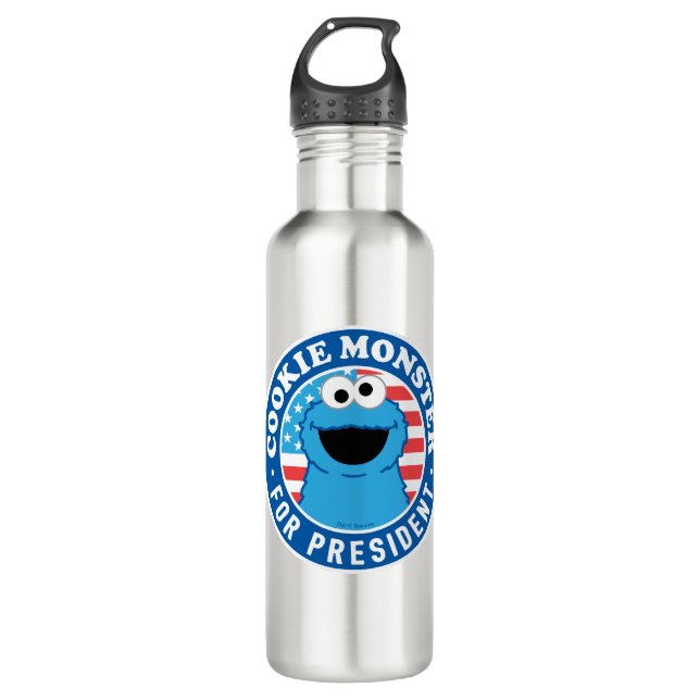 Cookie Monster for President Stainless Steel Water Bottle (Front)