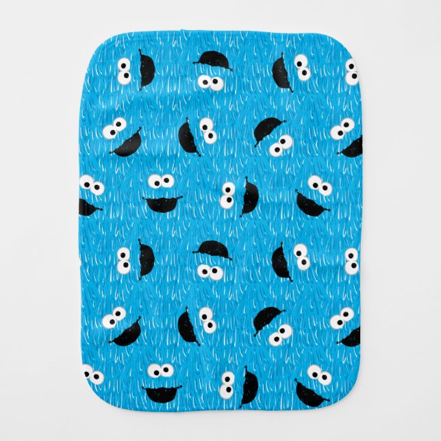 Cookie Monster Fur Face Pattern Baby Burp Cloth (Front)