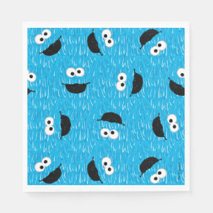 Cookie Monster Fur Face Pattern Napkins