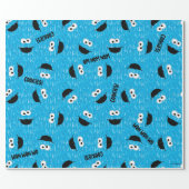 Cookie Monster Fur Face Pattern Wrapping Paper (Flat)