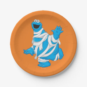 Cookie Monster Halloween Mummy Paper Plates
