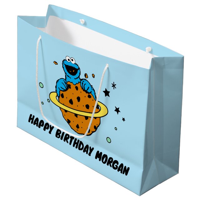 Cookie Monster | Happy Birthday Large Gift Bag (Front Angled)