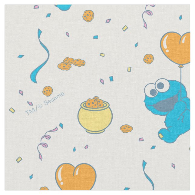 Cookie Monster Heart Balloon Fabric (Close Up)