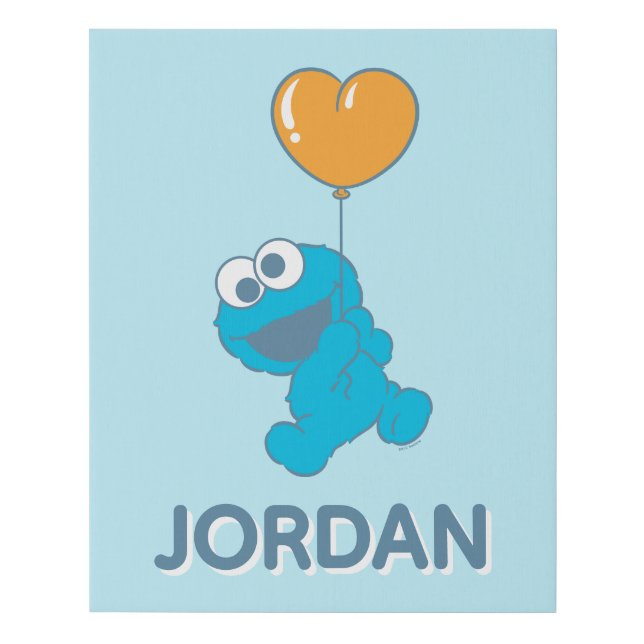 Cookie Monster Heart Balloon Faux Canvas Print (Front)