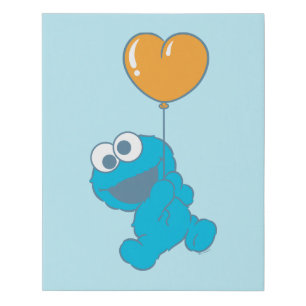 Cookie Monster Heart Balloon Faux Canvas Print