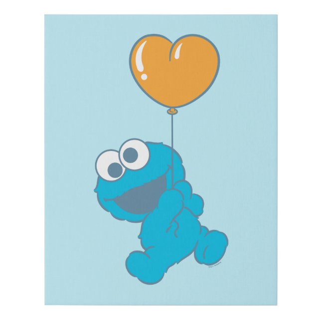 Cookie Monster Heart Balloon Faux Canvas Print (Front)