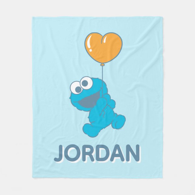 Cookie Monster Heart Balloon Fleece Blanket (Front)