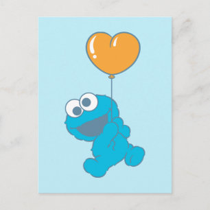 Cookie Monster Heart Balloon Postcard