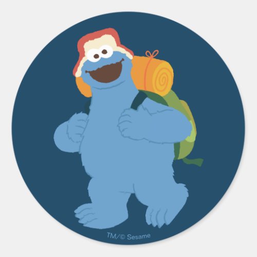 Cookie Monster Hiking Classic Round Sticker