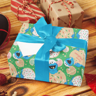 Cookie Monster Holiday Add Your Name Wrapping Paper