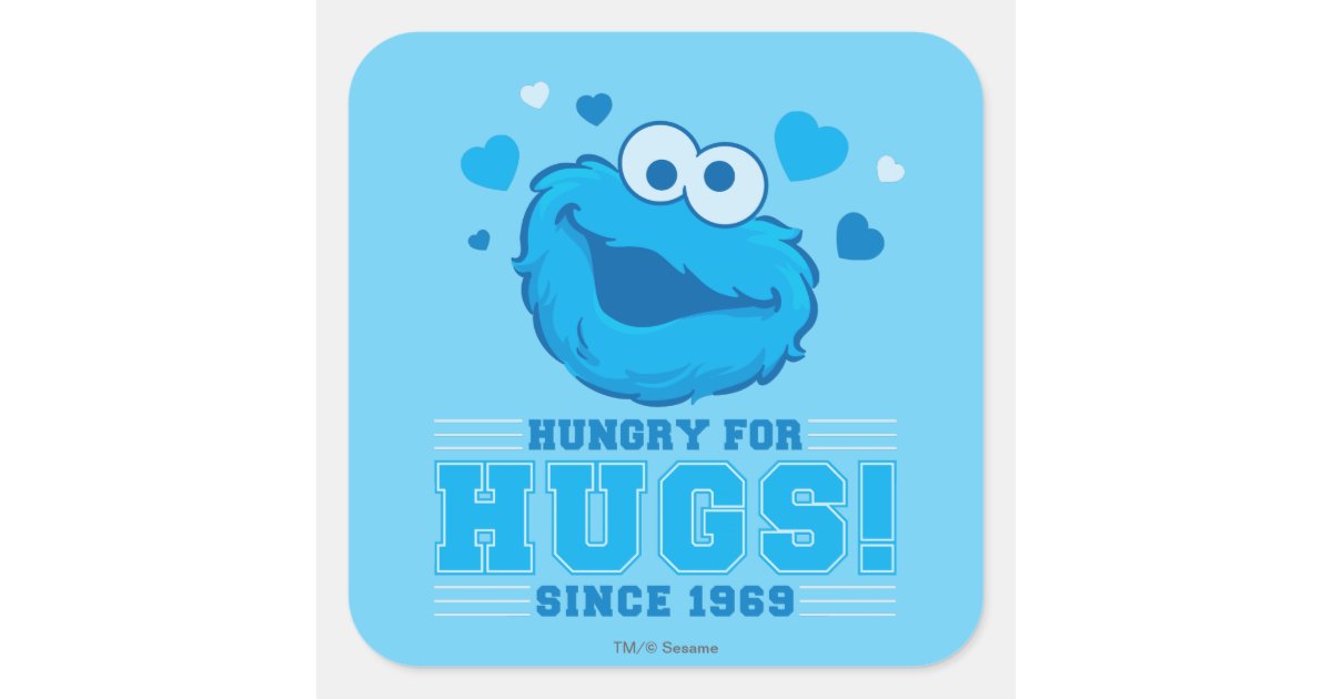 Cookie Monster Hugs Square Sticker | Zazzle