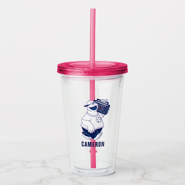 Cookie Monster | Jamming with the Boom Box Acrylic Tumbler (Front)