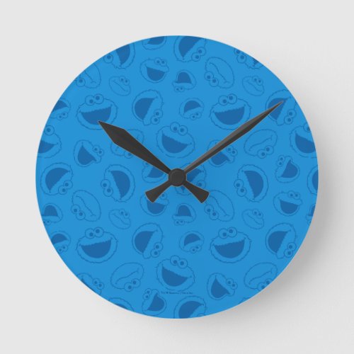 Cookie Monster  Me Awesome Blue Pattern Round Clock