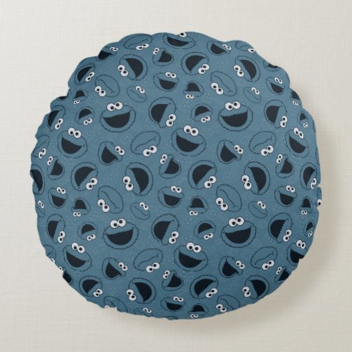 Cookie Monster  Me Hungry Pattern Round Pillow
