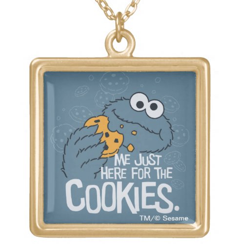 Cookie Monster  Me Just Here for the Cookies Gold Plated Necklace
