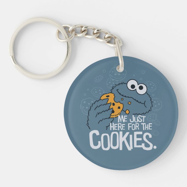 Cookie Monster | Me Just Here for the Cookies Keychain (Front)
