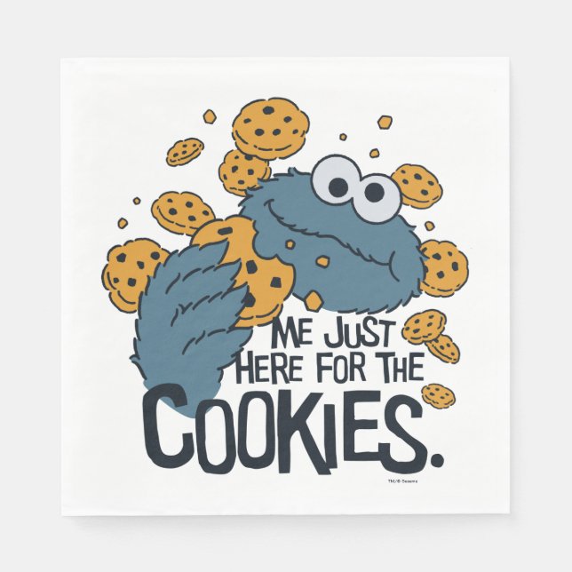 Cookie Monster | Me Just Here for the Cookies Paper Napkins (Front)