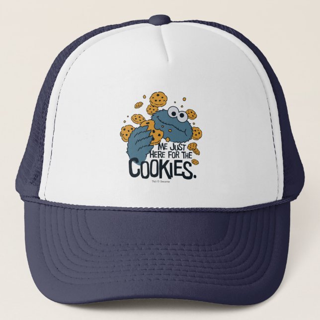 Cookie Monster | Me Just Here for the Cookies Trucker Hat (Front)