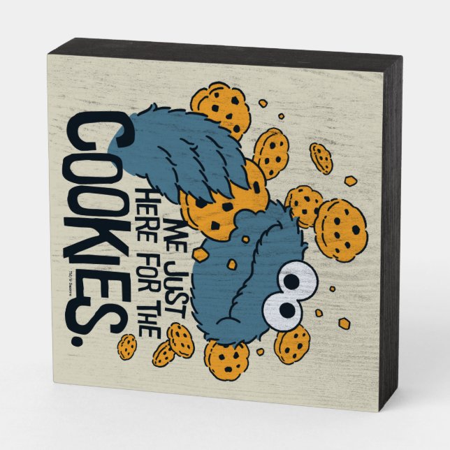 Cookie Monster | Me Just Here for the Cookies Wooden Box Sign | Zazzle
